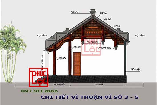 nhà gỗ 5 gian 16 cột thông hiên