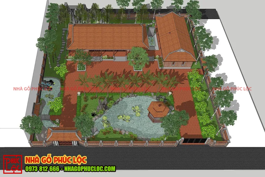 Bản vẽ 2D nhà gỗ sân vườn được các kiến trúc sư thiết kế