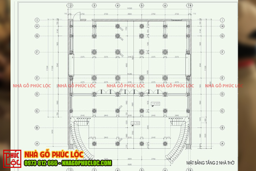 Bản vẽ của nhà gỗ 5 gian 40 cột