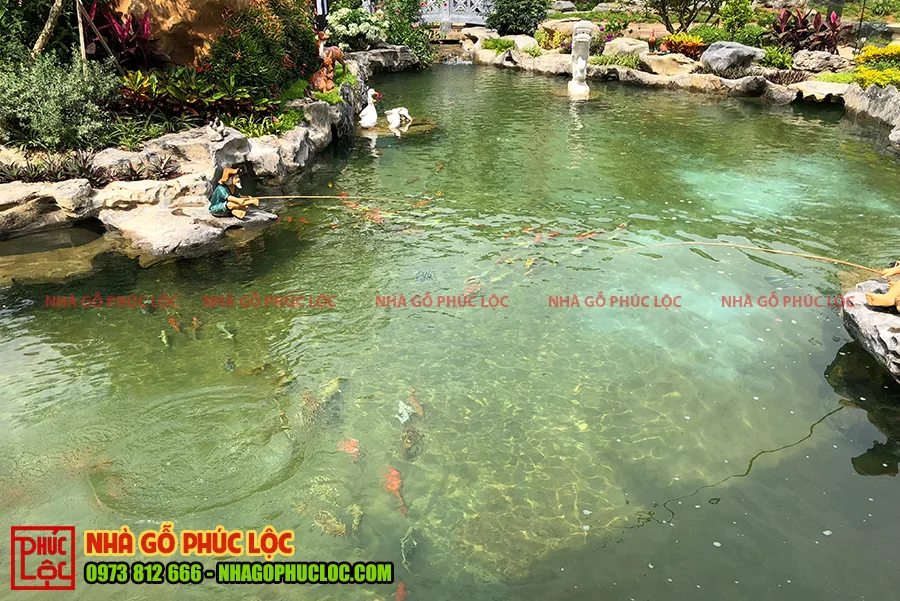 Hồ cá sau khi thi công hoàn thiện