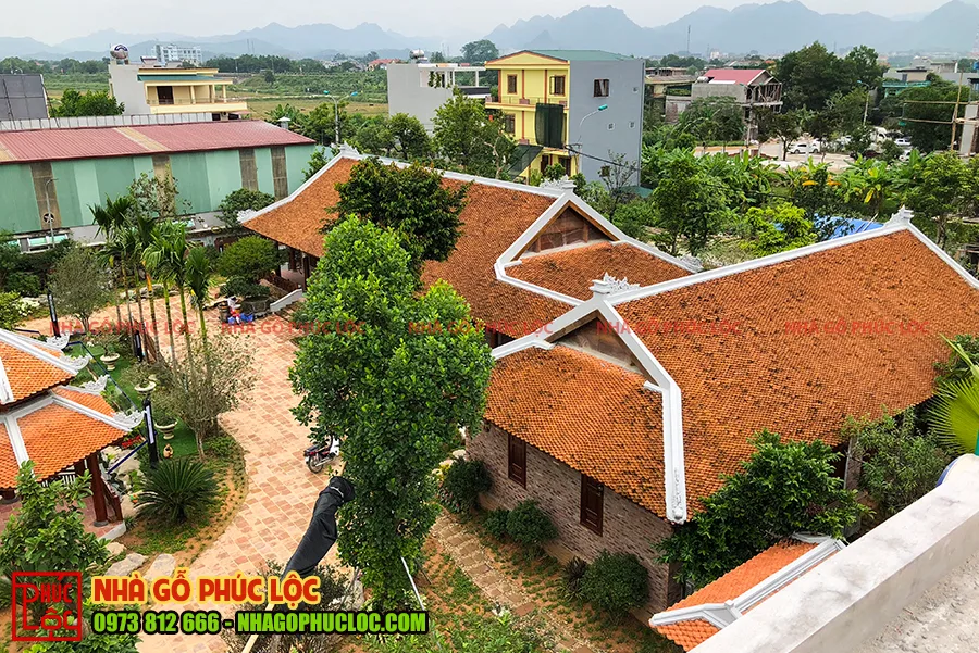 Tổng thể căn nhà gỗ sân vườn sau khi được hoàn thiện