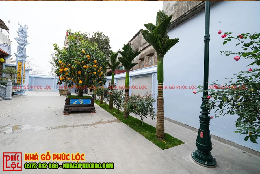 Phần sân của nhà gỗ 5 gian