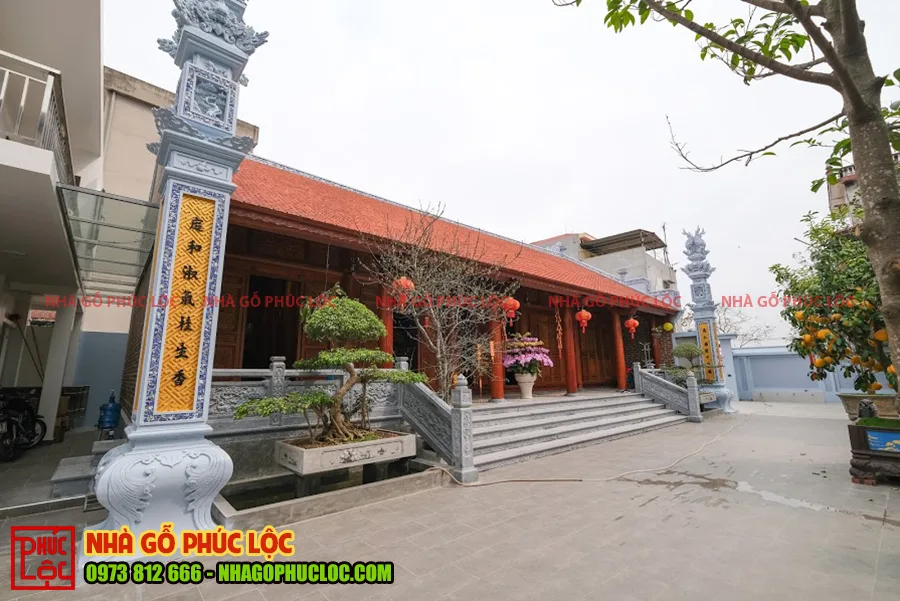 Tổng thể công trình nhà gỗ lim 5 gian 36 cột