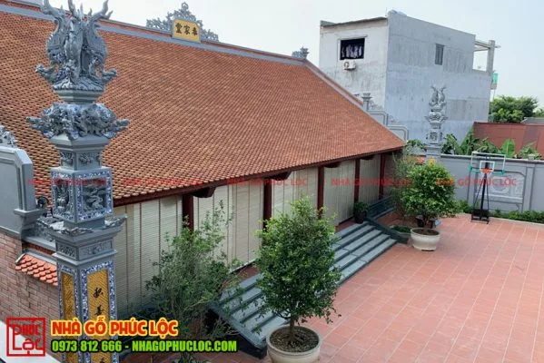Tổng thể công trình nhà gỗ lim lào 5 gian