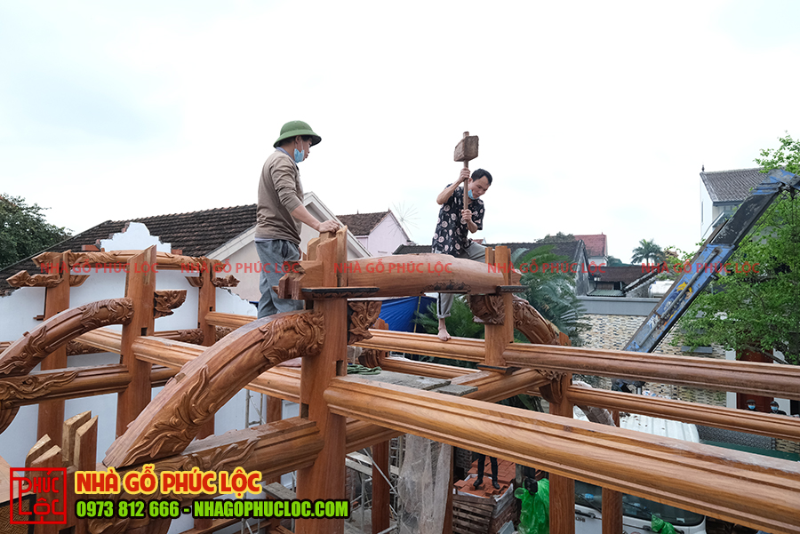 Lắp dựng nhà gỗ 3 gian tại Nghệ An 9