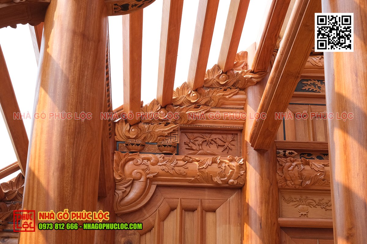 Độ chi tiết của hoa văn trên cấu kiện nhà gỗ ảnh hướng đến chi phí nhà gỗ 