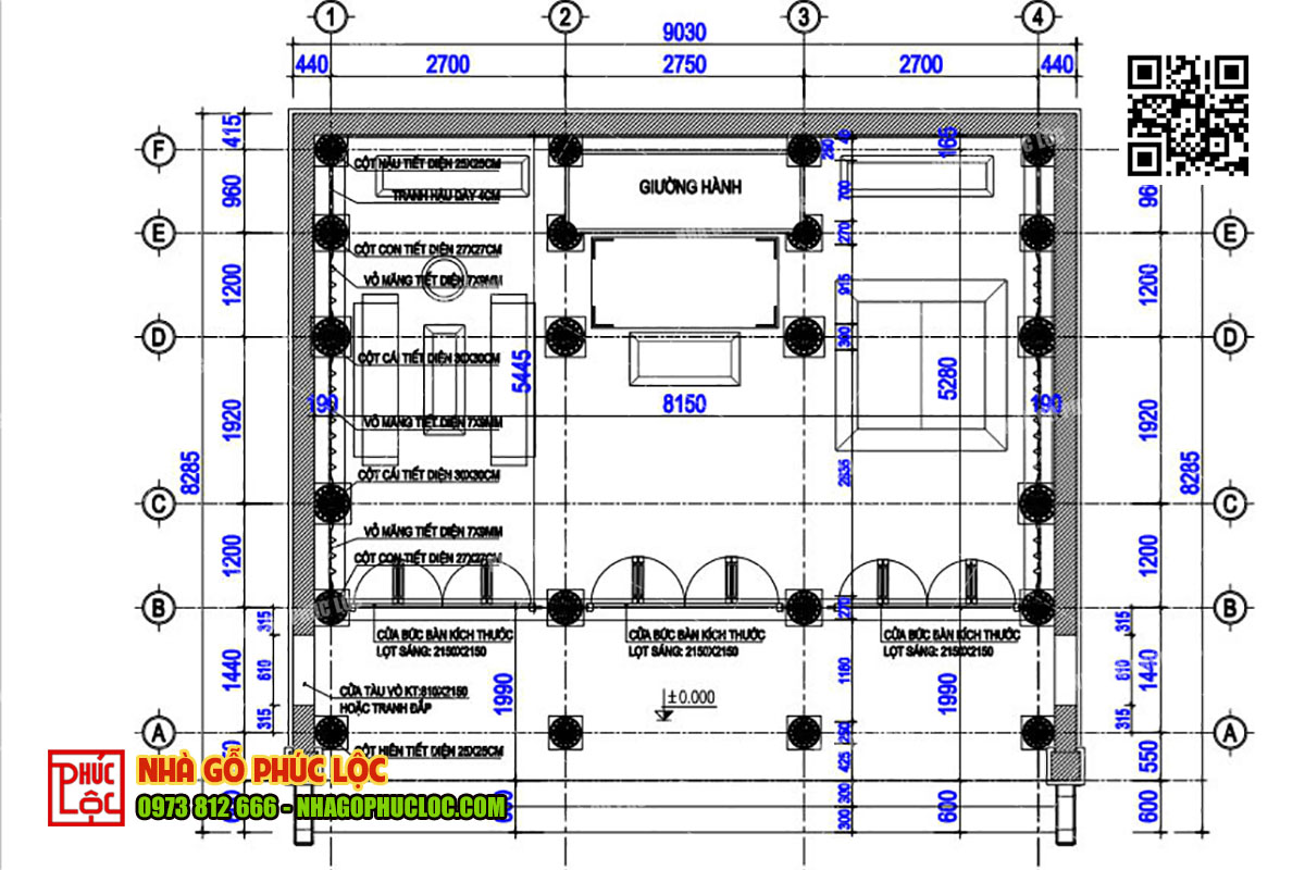 phạt mộc nhà gỗ 3 gian 